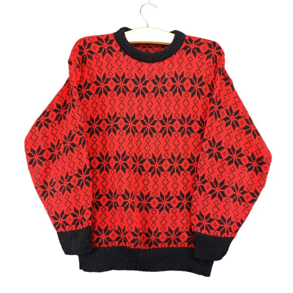 Vintage Nicollete New York Womens Nordic Pattern Acrylic Sweater SZ L